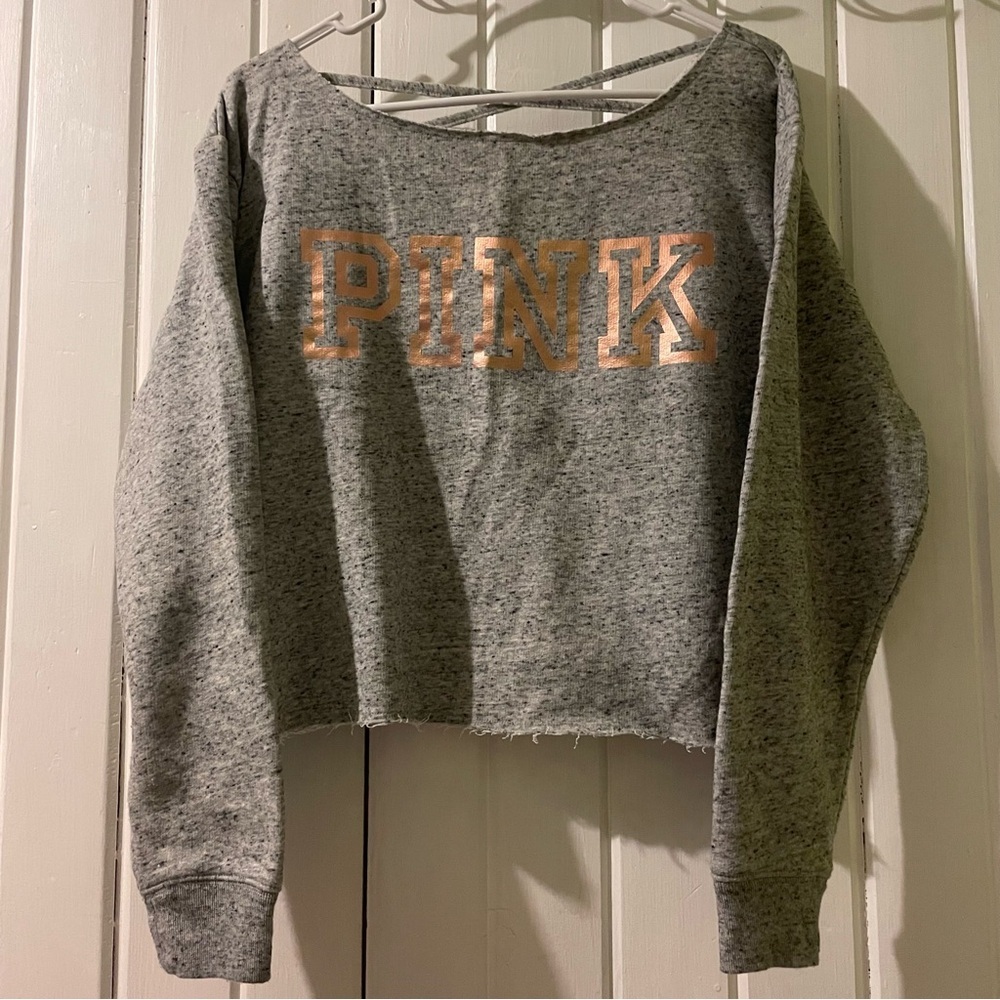 VS. PINK oversized off shoulder cropped sweatshirt X-small EUC